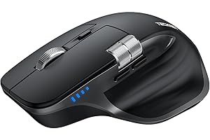 TECKNET Bluetooth kabellose Maus(BT 5.0/5.0+2,4G), Seitliches Mausrad, Superschnelles Scrollen, Wiederaufladbare Ergonomische, Maus Silent Mouse 4800 DPI, 7 Tasten, für Mac OS,Windows, Schwarz