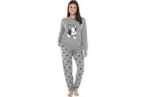 Daisy Dreamer Pyjama Set Women's Cotton Jersey Pyjamas Lounge Wear Long Sleeve Grey PJs