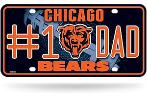 Rico Industries NFL Chicago Bears #1 DAD Metal Tag (#1 Fan) #1 Fan Metal Auto Tag 8.5" x 11" - Great for Truck/Car/SUV