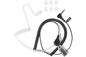 YNIBST Conector 1 Pin 3.5mm Auriculares para Walkie Talkie, Solo Escucha con Tubo Acústico Oculto, Compatible con Motorola Kenwood Baofeng Midland Radio o Micrófono Manual, con 6 Tapones Repuesto