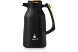 IDEUS Vacuum Insulated Coffee Carafe, 68 oz (2 Liters) Stainless Steel Milk Jug Thermal Tea Pot Hot & Cold Water Beverage Dispenser (Black)