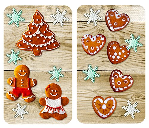 Wenko 2521490500 Herdabdeckplatte Universal Lebkuchen, 2-er Set, Gehärtetes Glas, mehrfarbig, 30 x 52 x 4,5 cm