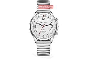 Hearkent Orologio parlante da donna per anziani ciechi con disabilità visiva, voce forte e chiara, parla tedesco, argento, Bracciale