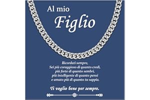 CheersLife Regalo per Figlio Collana Cubana Uomo per Mio Figlio Idee Regalo 2024 Natale Bambino Uomo Regalo Compleanno Laurea per Lui Collana Regalo Mamma e Figlio Acciaio Inossidabile 18 Pollici