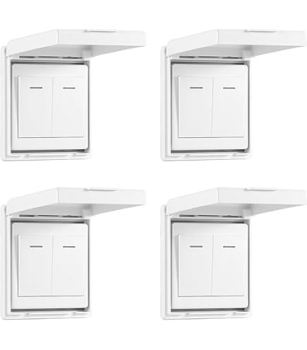 Lot De 4 Caches Prises Étanchés - Cache-Interrupteurs Autocollants Ultra-Minces Noir Pour Salle De Bain Cuisine Extérieur