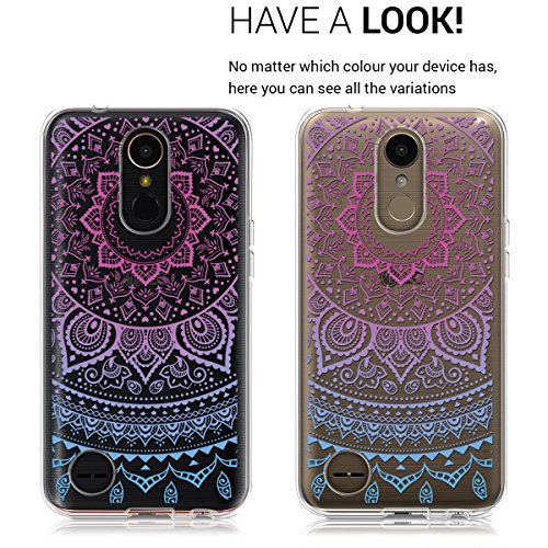 kwmobile HÃ¼lle fÃ¼r LG K10 (2017) - TPU Silikon Backcover Case Handy SchutzhÃ¼lle - Cover klar Indische Sonne Design Blau Pink Transparent