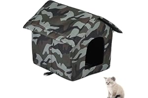 MUYYIKA Casa impermeable para gatos al aire libre, resistente al invierno, plegable, cálida, Oxford para mascotas, cama para gatos y perros salvajes al aire libre