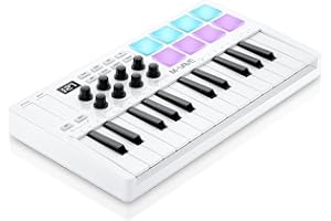 M-VAVE SMK-25 - Contrôleur de clavier MIDI USB 25 touches avec 8 pads de batterie rétroéclairés, Bluetooth, touches dynamiques professionnelles, 8 boutons