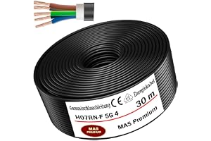 MAS Premium 5–100 m gummislangledning strömkabel byggarbetsplatskabel H07RN-F 5G1,5, 2,5, 4, 6 eller 10 flexibel kabel med sk