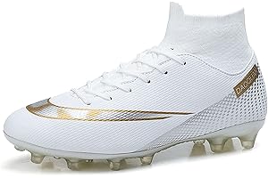 Kmrlofiy Chaussures de Football Homme Crampons de Foot Homme High Top Spike Crampons Professionnel Antidérapant Athlétisme Entrainement Chaussures de Football de Sport Enfant Homme