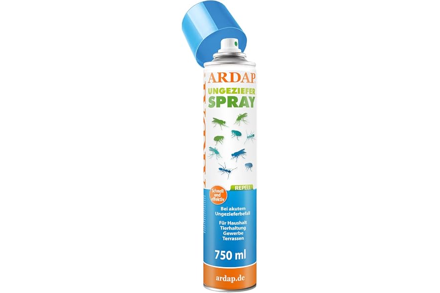 ARDAP Repell Ungezieferspray 750ml - Insektenspray bei akutem Ungezieferbefall - Abwehrend bei Insektenbefall - Insektenspray