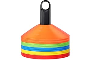 BiAnYC 50-Stück Pylonen Kinder & Erwachsene, Hütchen Fussball markierungshütchen, Trainings & Fußball zubehör, Verwendet für Training, Basketball andere Sportspiele (5 Farben)