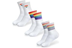 mtuihfo 3 Pairs Rainbow Socks Set, Pride Socks Women Men,Unisex Colorful Gay Crew Sock for LGTBQ Party Accessories