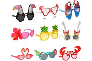 KAHEIGN 9 Pairs Luau Party Sunglasses, Novelty Party Glasses Funny Hawaiian Glasses Summer Party Photo Booth Props Tropical Fancy Dress Favors Supplies Decoration for Kids Adults