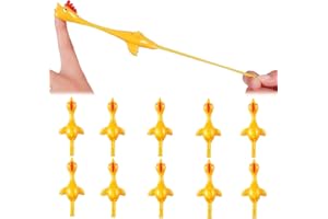 ORFINA 10 Pack Slingshot Chicken Flick Chicken Flying Chicken Flingers Stretchy Funny Rubber Chickens Party Activity Christmas for Children (Yellow)