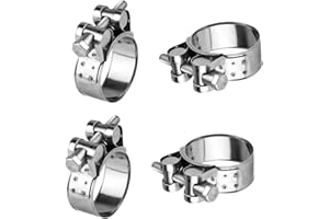 MUZHUPGUZ 4 Stück Gelenkbolzenschelle Edelstahl 304, Spannbereich 52-55mm Einstellbar Schlauchschellen, Rohrschelle, Spannbackenschellen, Edelstahl Auspuffschelle Gelenkbolzenschellen für Schellen