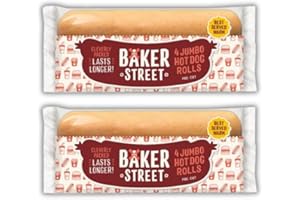 KOALAKOI Jumbo Hot Dog Buns Rolls Pre-Cut Baker Streets (2 bags of 4 (Total 8 Buns))