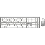 Amazon Basics Wireless Rechargeable Dual Connectivity Keyboard and Mouse Set - Multidevice Wireless Keyboard Full Size and Mo