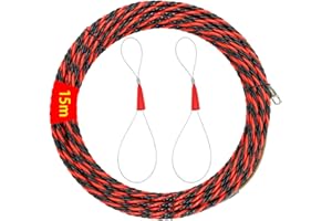 GYSRXS 15m Sonda Passacavi Fish Line Passacavi con 2 Molla di Guida Adatto Sonda Elettricista Pilota Passacavi,per l'installazione di Tubi,Diametro 6mm(Nero e Rosso)
