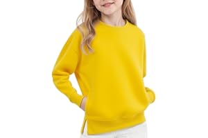 jieGorge Girls Plain Basic Sweatshirts Kids Fashion Soft Round Neck Loose Pullover Long Sleeve Loose Fit Cotton Casual Lighweight Sweatshirt for Girl Clothes with Pocket