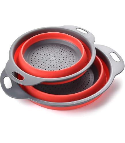 Scolapasta Pieghevole Lékué In Silicone - 23 Cm, Rosso, Risparmio Spazio - Foto 5