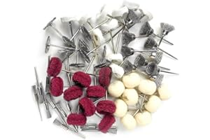 WOOPIN Polishing Buffing Wheels Little Buffer Wheel Kit Rotary Tool Accessories Wool Felt Rubber Grinding Bits Watch Jewelry Agate Shine Polish Drill Bits Rust Remove 3mm Mandrel (STEEL-60PCS)