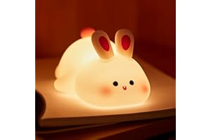 RuiDay Veilleuse Tactile Lapin, Veilleuse Lapins Silicone, Veilleuses lapin pour enfants, Dimmable Lampe Tactile En Silicones Pour Enfant, Lampe Silicone Tactiles Rechargeable (Lapin)