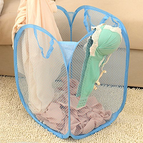 Große Faltbare Wäschekorb Wäsche Wäschetonne Waschen Tasche Mesh-Lagerung – Grün - 3