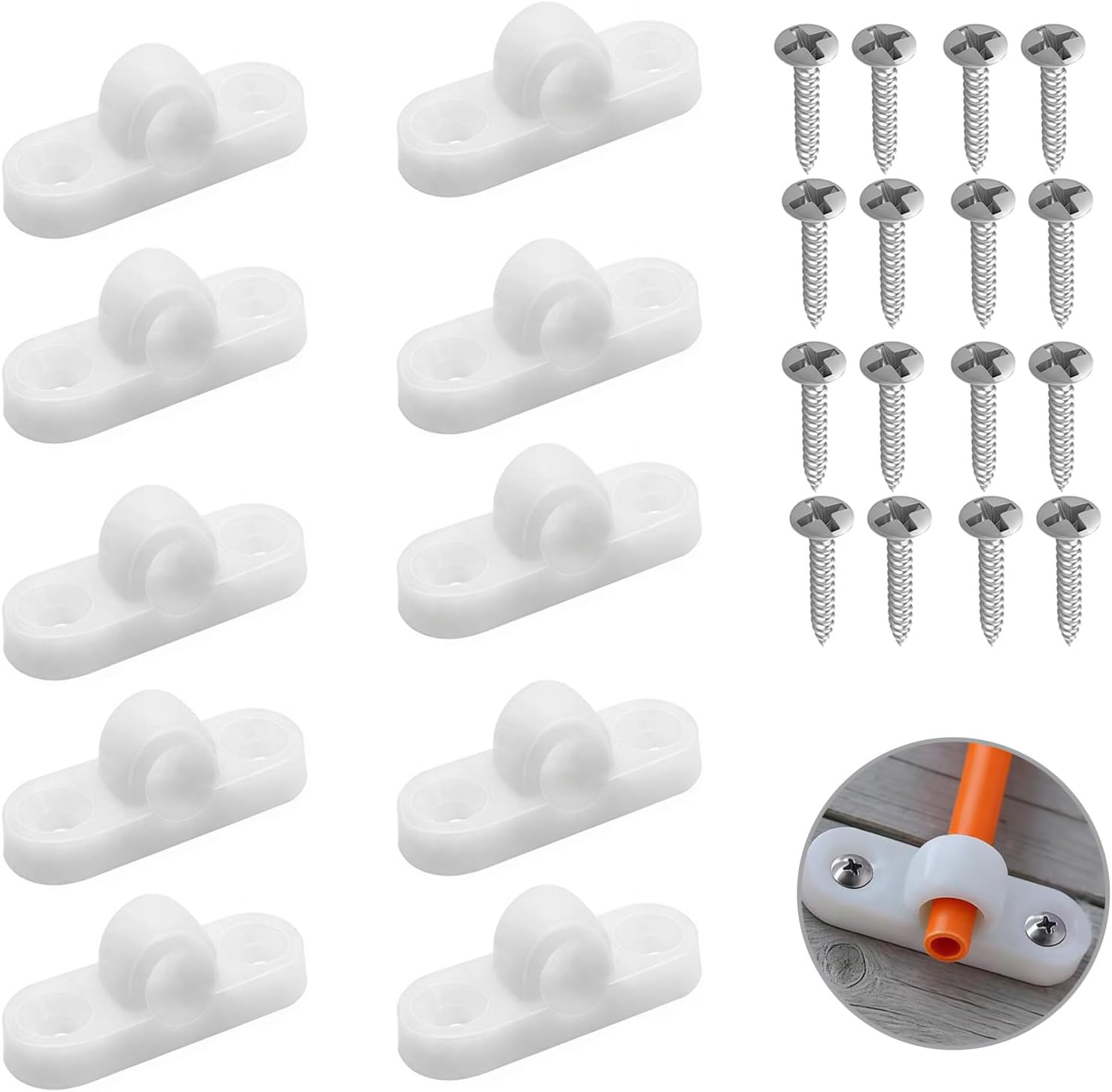 Zerabidpro Juego de 10 Ojales para Toldos de Caravana y Autocaravana, Incluye 20 Tornillos para Montaje Flexible Vertical y Horizontal - Material PP Ecológico y Duradero