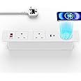 Recessed Desk Socket with 15W Wireless Charging, Built-in Socket with USB-C PD 20W, Dual Power Outlet, Switch, 2m Cable, White