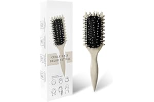 KEXUEZE Lockenbürste, Curl Hair Brush, Haarbürste zum Kämmen und Formen von Männer- und Frauenlocken, um das Ziehen zu reduzieren, Nylonborsten, Lockenverstärker, Unisex (Beige, 24 cm)