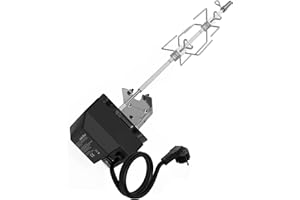 Onlyfire Edelstahl Grillspieß Set für Weber Spirit I & Spirit II 200/300 Serie Gasgrill, inkl. 2X Fleischklammer, Motor, 220V-240V, Motorhalter, Drehspieß, Rotisserie, Drehspiess