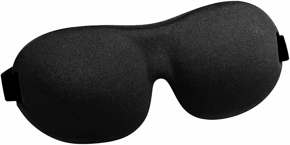 3D Konforlu Uyku Göz Maskesi, Ultra Yumuşak, Siyah, Işık Geçirmez, Ayarlanabilir Kayışlı, Nefes Alabilen Kumaş