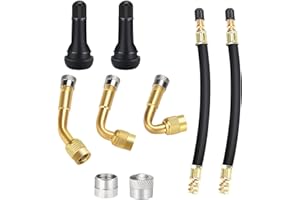 OUMUIK 9Pcs Tire Valve Extension Adapter 45° 90° 135° with 180mm Tyre Valve Extension,Tire Cap, Rubber Valves for Car Motorcycle Bicycle