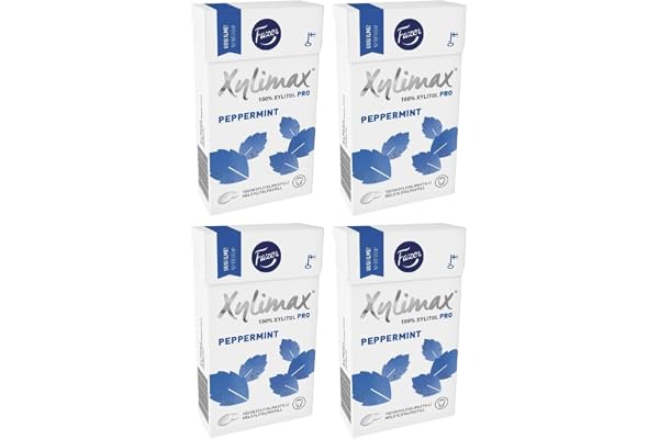 4 lådor x 38 g Fazer Xylimax Pepparmynta - Original - Finska - 100 % Xylitol - Pastiller - Droppar - Dragees - Godis - Godis - Godis