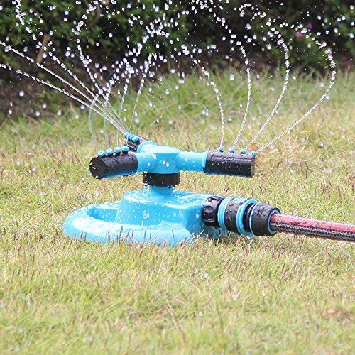 MEETOZ Lawn Sprinkler, Mobile Automatic 360 Degree Rotary Spray Head Garden Sprinklers Irrigation Watering for Garden Greenhouse (Crescent Base)
