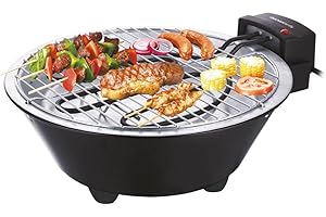 Melchioni Family | Barbecue de Table électrique BBQ1, 1250W, Grille Entièrement Amovible avec Bol, Diamètre 31 cm