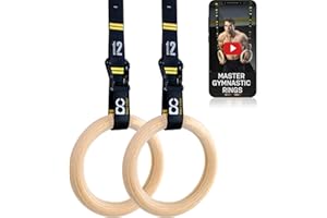 ‎DOUBLE CIRCLE Double Circle Holz Turnringe mit verstellbaren Straps und Übungs Video Anleitung - Gym Turnringe Holz - Full Body Workout, Calisthenics, Gym (Verschiedene Größen)