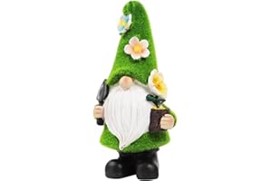 Landrip Gardening Gift for Women, Outdoor Gnome Statues, Funny Gnomes Garden Ornaments Solar LED Garden Lights Resin for Patio Lawn Outdoor Garden Gnome