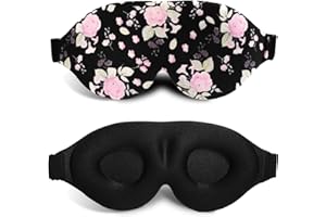 FOX-TECH Antifaz para Dormir 3D，100% Anti-Luz，diseño de nariz en 3D，Copas Ajustables para Ojos，suave y cómodo para siestas, dormir, yoga y viajes (Peonía)