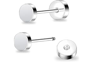 ZDE DE Titan Damen flach zurück Ohrstecker Frauen hypoallergene Ohrringe für empfindliche Ohren einfach klassisch 3mm-6mm flach Ohrstecker perfekt für Helix Tragus Knorpel