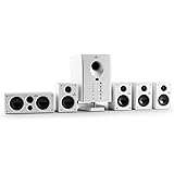 auna Areal 525 BK 5.1 Surround Sound System Heimkinosystem (125 Watt RMS, Aktiv-Mono-Subwoofer, 5,25" Sidefiring-Tieftöner, 5