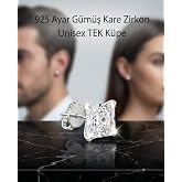 Lunexa 925 Ayar G&uuml;m&uuml;ş Kare Zirkon Taşlı &Ccedil;ivi K&uuml;pe Unisex Minimal K&uuml;pe 3 mm 4 mm 5 mm 6 mm 7 mm Parlak Taş Antialerjik Klipsli