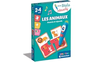 Clementoni | Mon Stylo Interactif – Les Animaux pour Enfants 2 Ans+ | Jeu Éducatif avec 12 Mini-Puzzles Recto-Verso | Stylo Sonore et Lumineux | Apprentissage Autonome | Quiz et Association Animaux