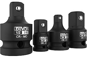 LEXIVON Adaptateur pour impact Réducteur, jeu de 4, 1/2" à 3/8" | 1/4" à 3/8" | 3/8" à 1/4" | 3/8" à 1/2" | Jeu d'adaptateurs de conversion adapté pour clé dynamométrique, perceuse, cliquet (LX-112)
