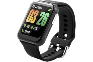 Technaxx Smartwatch med 1,69 tums skärm, Fitness Tracker, Aktivitetspåminnelse, Pulsmätare, Kroppstemperatur, Kaloriräknare, Sleep Tracker, Social Media, Color Black – Watches for Fitness TX-SW7HR