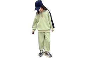 L SERVER Survêtement Fille Enfant Vêtements de Sport 2 Pièces Polo Sweatshirt + Pantalon de Jogging Confort Ensemble Jogging
