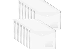 Plastic Envelopes Wallets, MerryNine 24 Pack A4 Clear Document Folder with Label Pocket, for School Home Work Office Organization