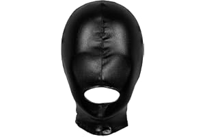 winying unisex wetlook huva metallisk huvtröja med mun öppning dragkedja lack läder huvudskydd