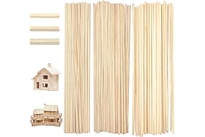 SLTAXAR 180 PCS Bâtons en Bois Naturel 30cm*2mm 30cm*3mm 30cm*4mm, Bâtons pour l'Artisanat, Bâtonnets 30 Cm, Bâtonnets Carré pour Diy